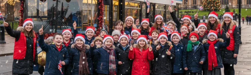 Students boarding a City Minibus & Coach Hire vehicle for a Christmas outing